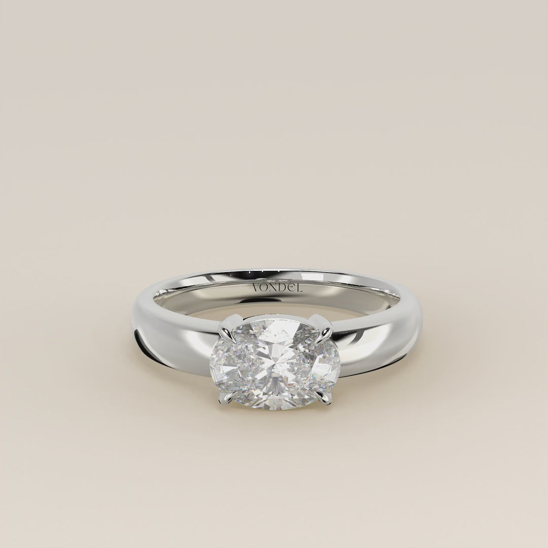 Joan - Oval East to West Lab Grown Diamond Ring with Wide Band