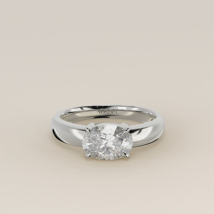 Joan - Oval East to West Lab Grown Diamond Ring with Wide Band