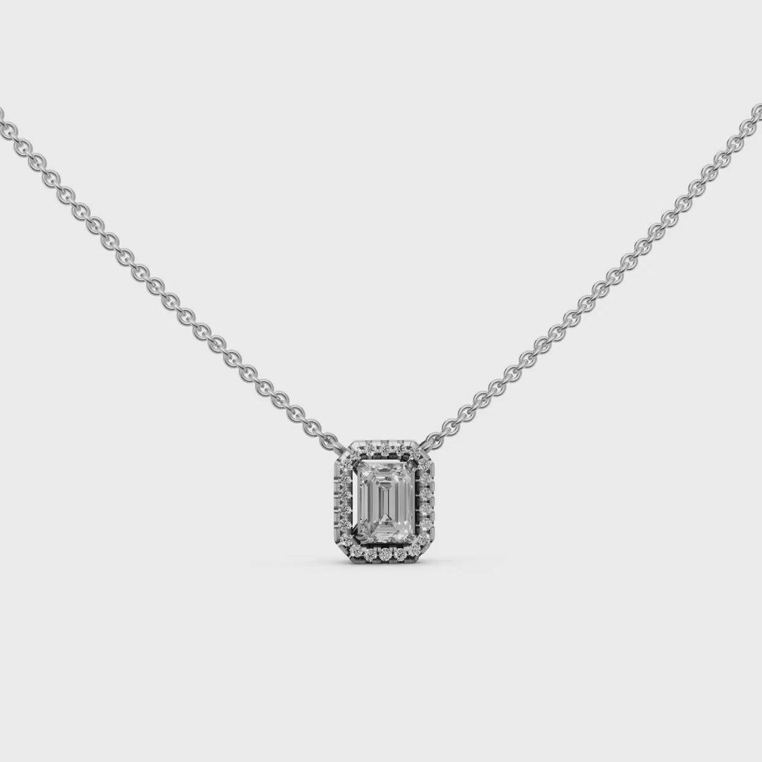 Emerald Halo Diamanten Pendant Collier - 0,75 ct