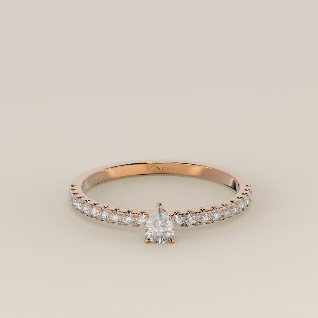 Julie - Pear Lab Grown Diamond Ring with Pave Band
