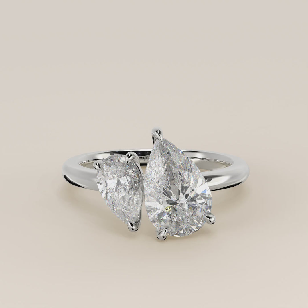Léa – Birnenförmiger Toi et Moi Labor-Diamantring – 18 Karat Gold – 2,72 ct