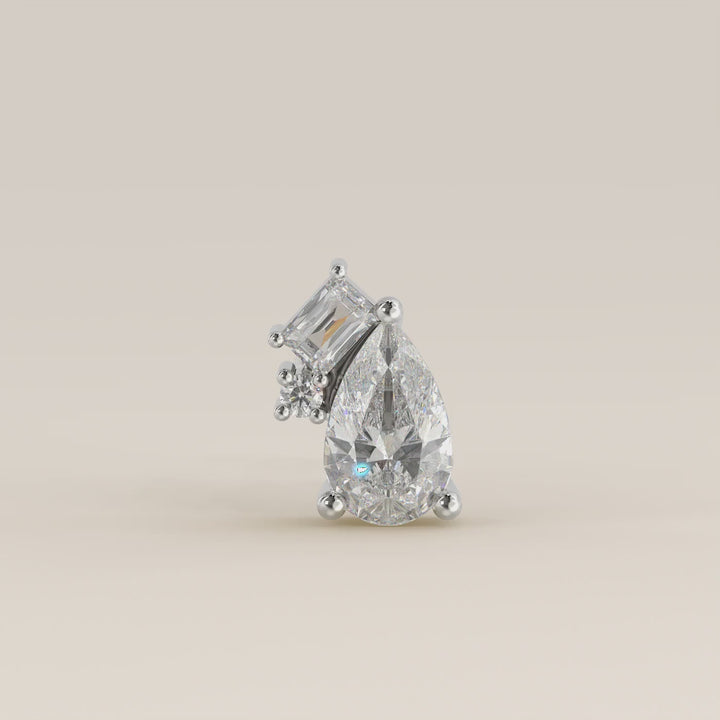 Radiance Pear Radiant Round Tree Stone Cluster Lab Grown Diamond Piercing