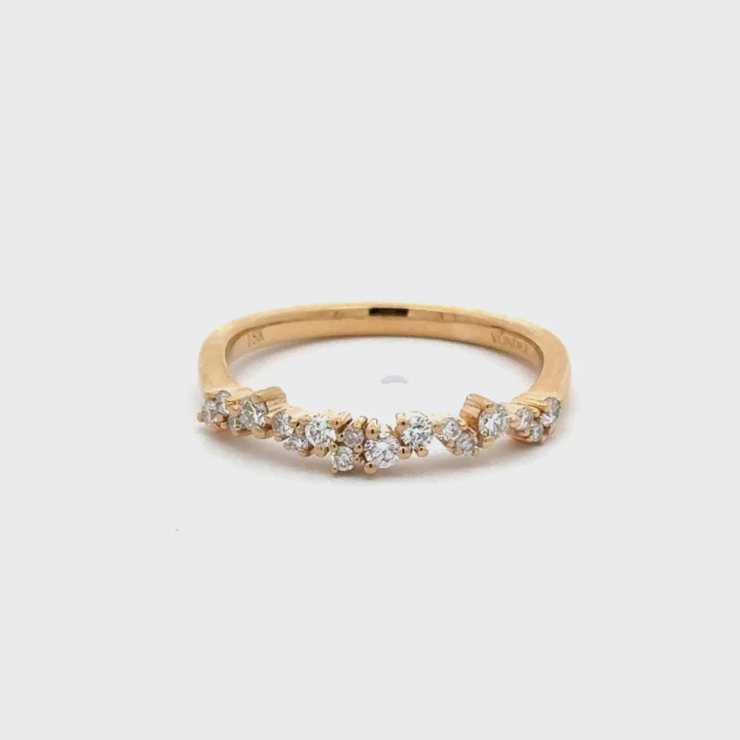 Light Blue Sapphire 1,5 ct Rond Ring met Aanschuifring Set Diamant Snowdrift   - 18K Geelgoud