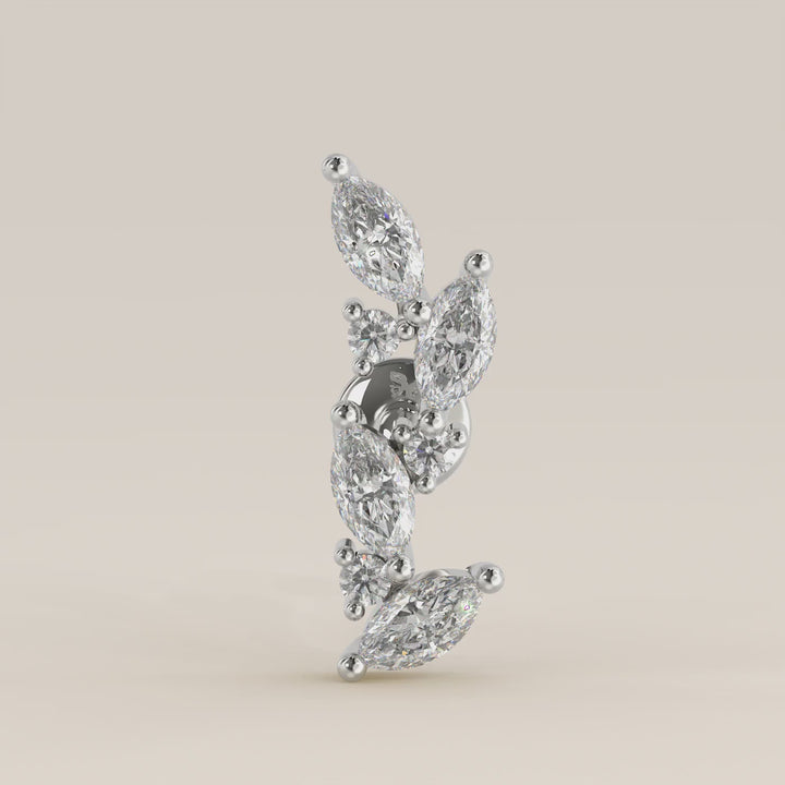 Leaf Marquise Round Cluster Lab Grown Diamond Piercing