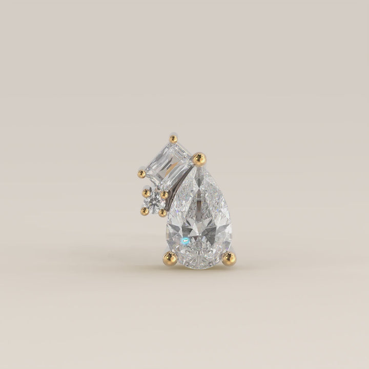Radiance Pear Radiant Round Tree Stone Cluster Lab Grown Diamond Piercing