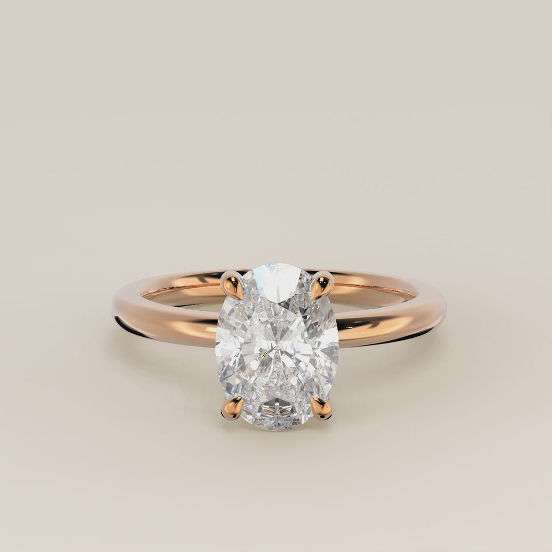 Verlovingsring ovaal lab grown diamant, rosegoud