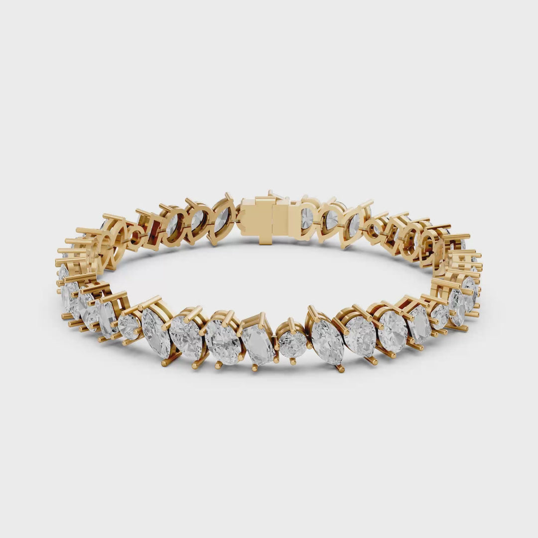 Tennisarmband met Fancy Cut Mix Diamonds - 18K Goud - 12,72 ct