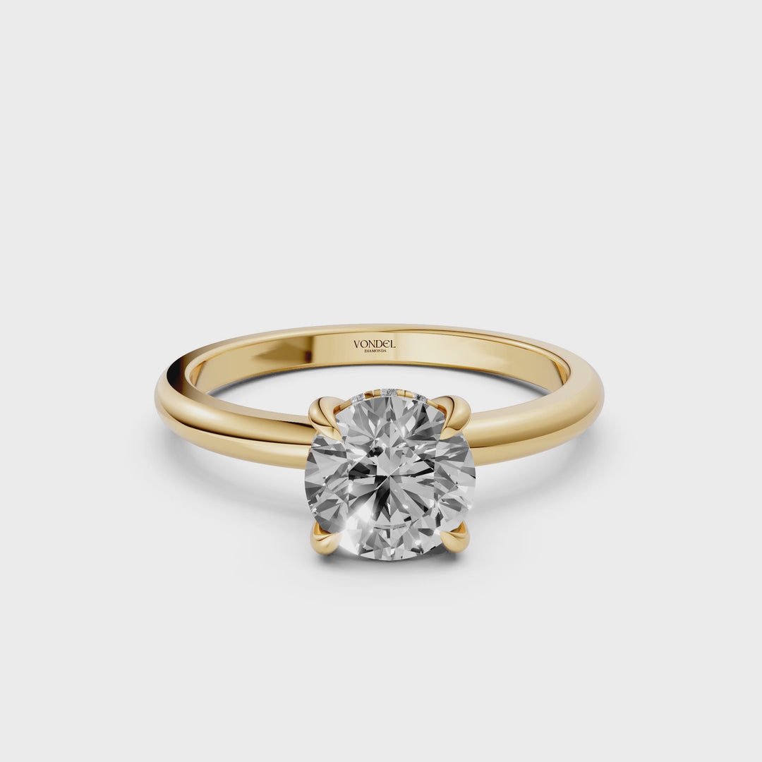 Solitaire Rond Briljant Ring met Hidden Halo - 18K Geelgoud - 0,60 ct