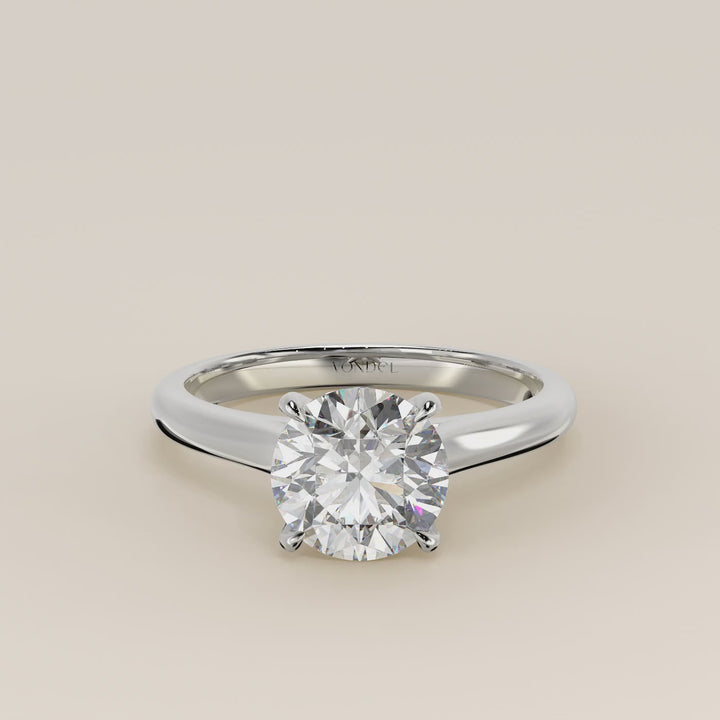 Verlovingsring rond lab grown diamant met cathedral setting, witgoud