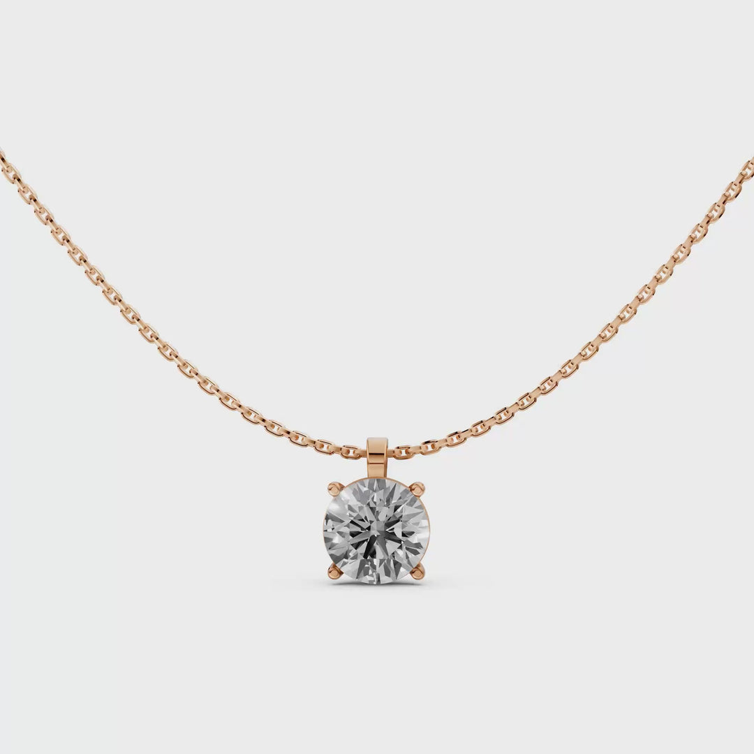Rond Briljant Pendant Ketting - 18K Goud - 1,00 ct