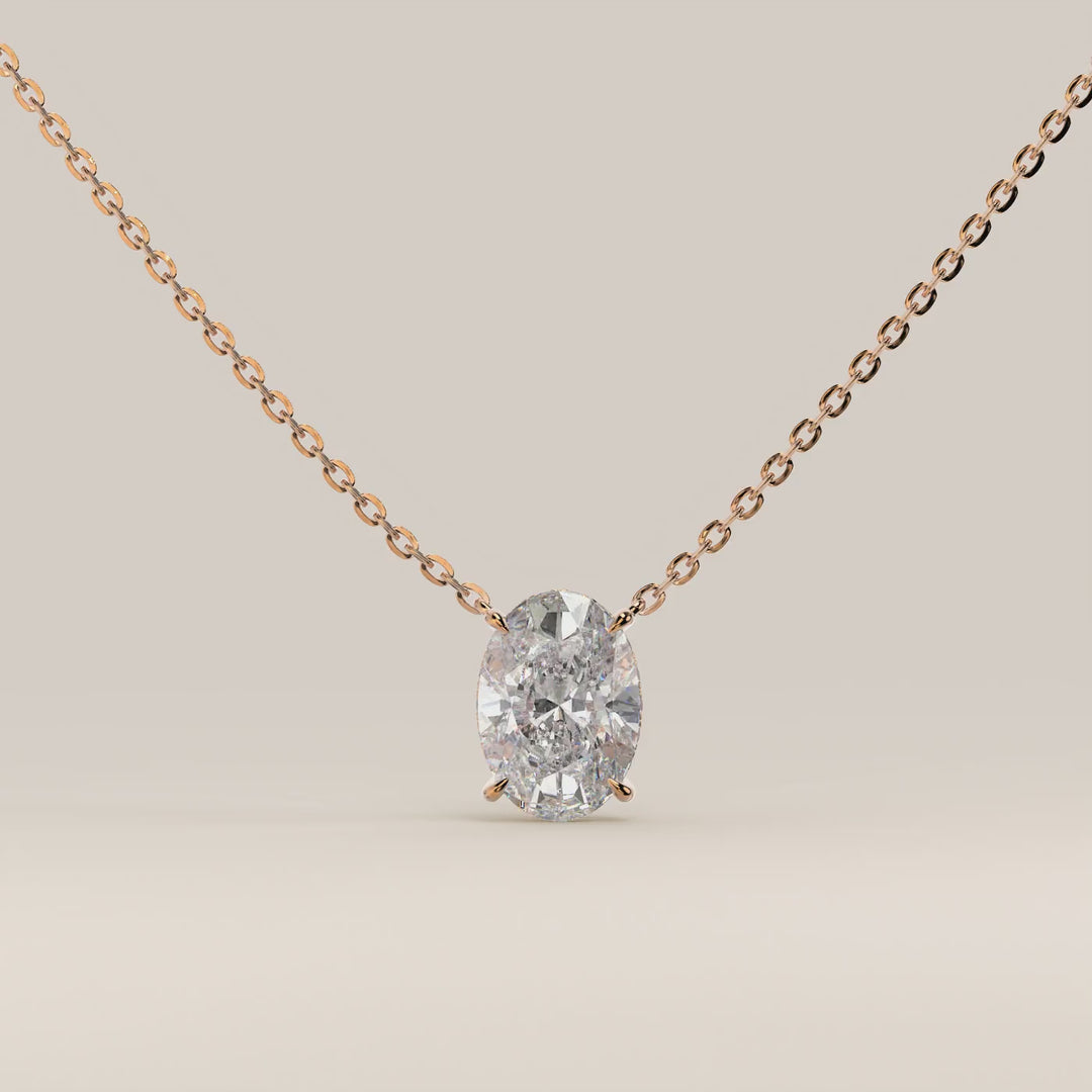 Sophie - Necklace with Double Hidden Halo Oval Pendant Lab Grown Diamond
