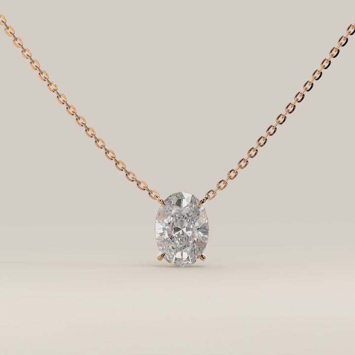 Sophie - Necklace with Double Hidden Halo Oval Pendant Lab Grown Diamond