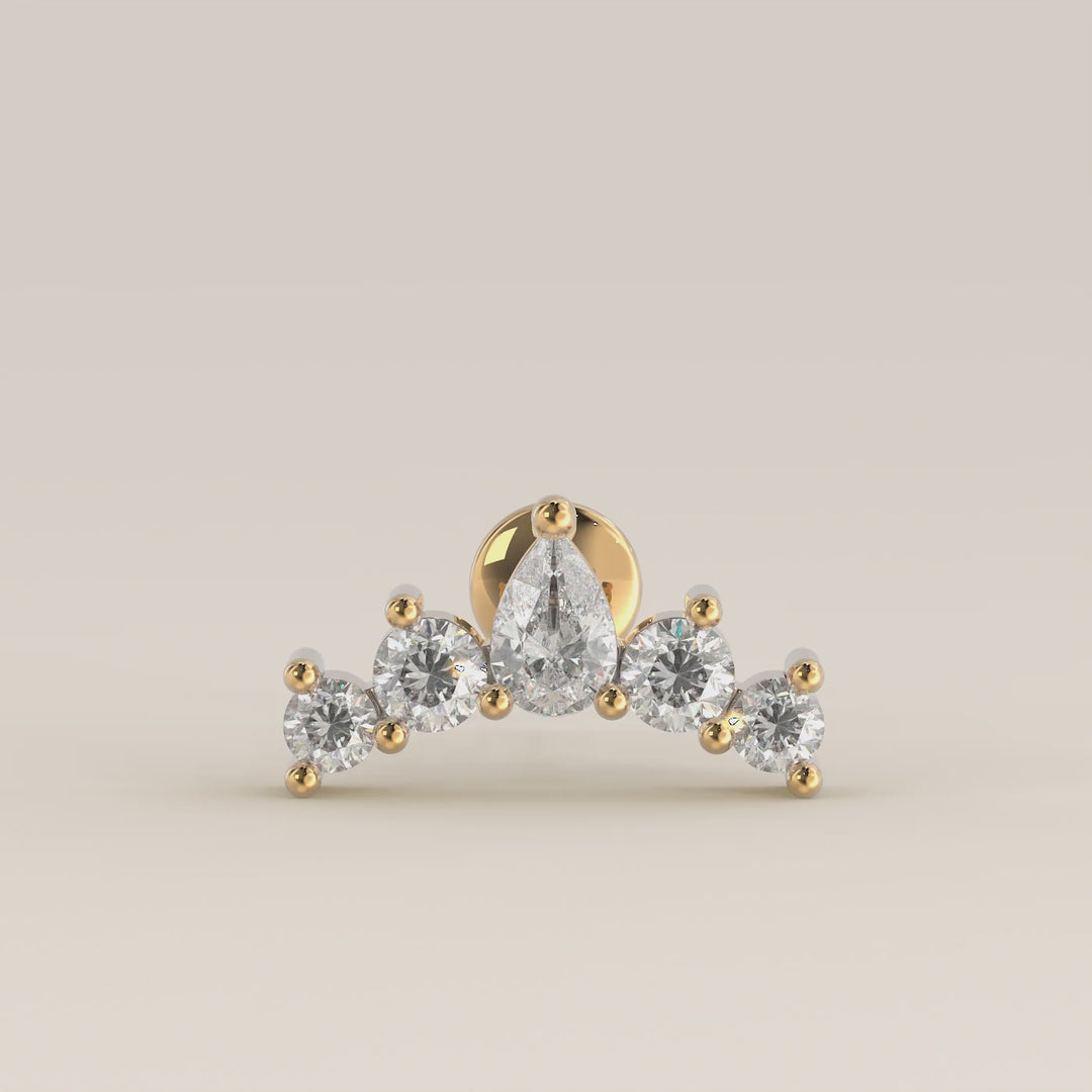 Celestial Pear and Round Curve Lab Grown Diamond Piercing