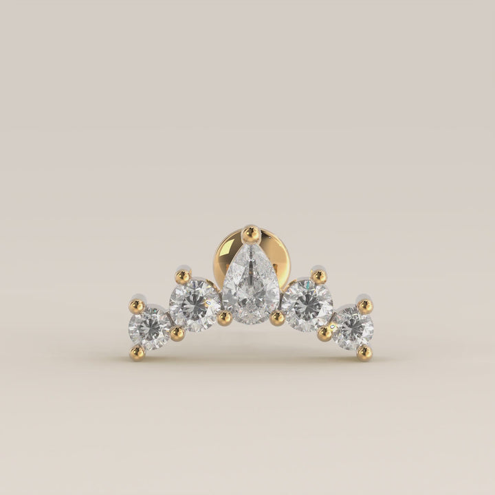 Celestial Pear and Round Curve Lab Grown Diamond Piercing