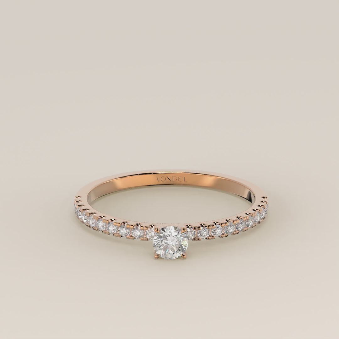Julie - Round Lab Grown Diamond Ring with Pave Band