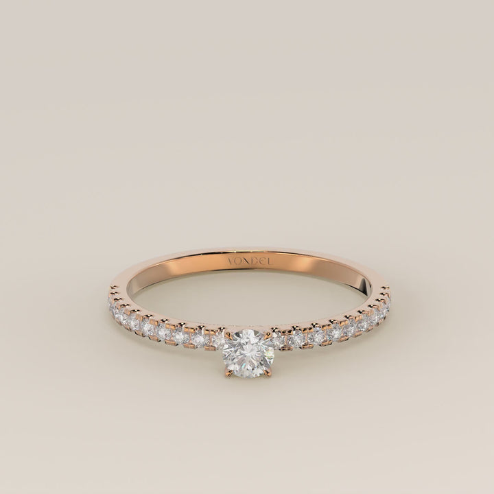 Julie - Round Lab Grown Diamond Ring with Pave Band