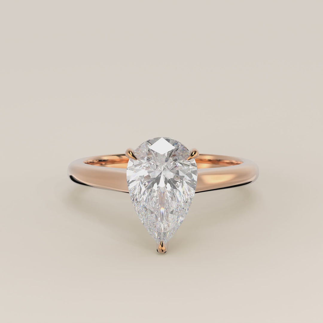 Verlovingsring peer lab grown diamant met cathedral setting, rosegoud