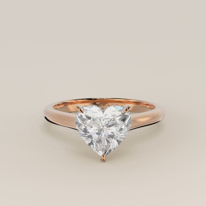 Verlovingsring hart lab grown diamant met cathedral setting en hidden halo, rosegoud