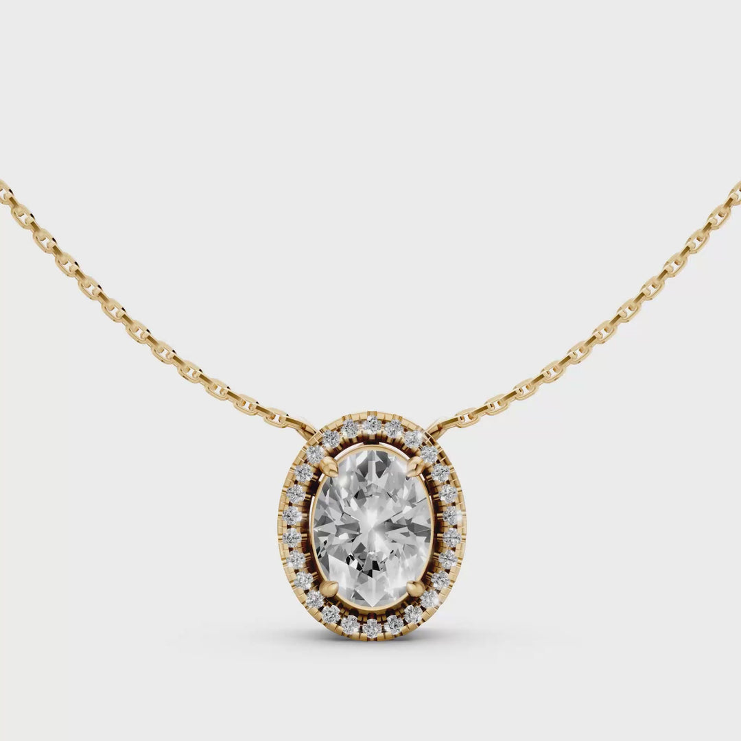 Oval Halo Diamanten Pendant Collier