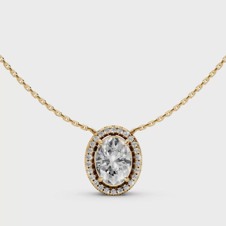 Oval Halo Diamanten Pendant Collier