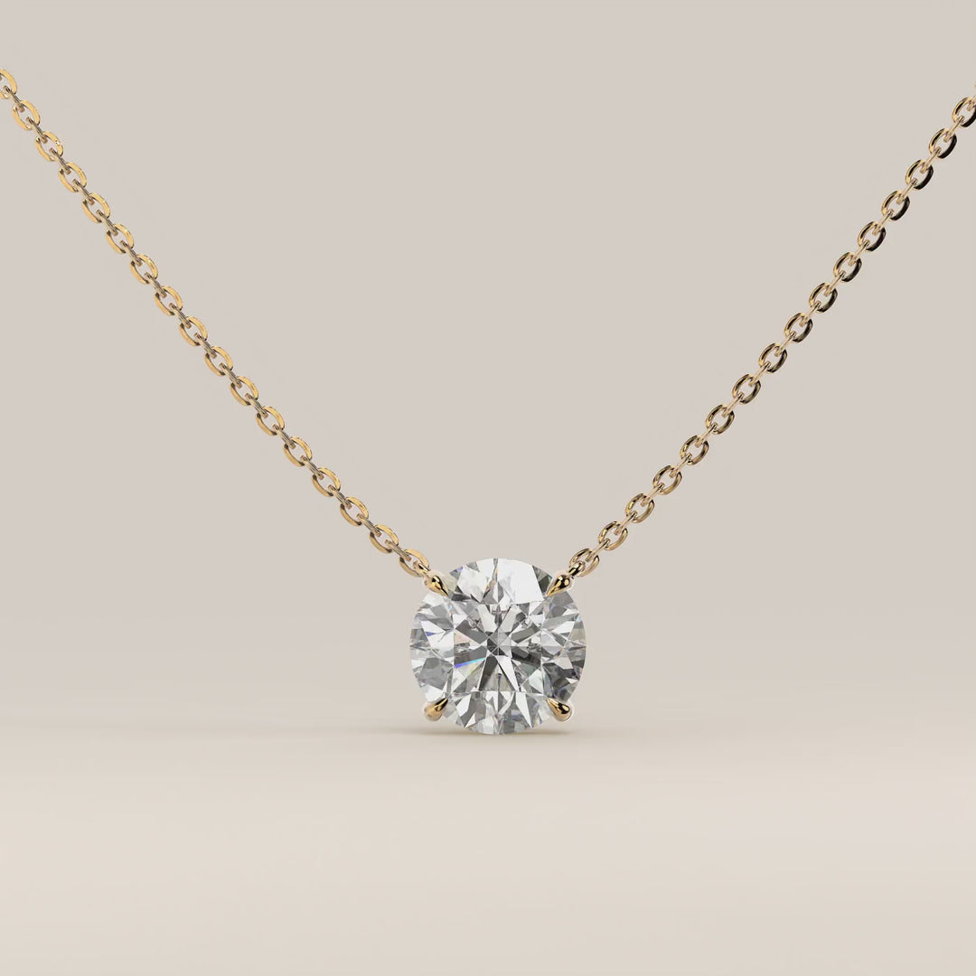 Sophie - Necklace with Double Hidden Halo Round Brilliant Pendant Lab Grown Diamond