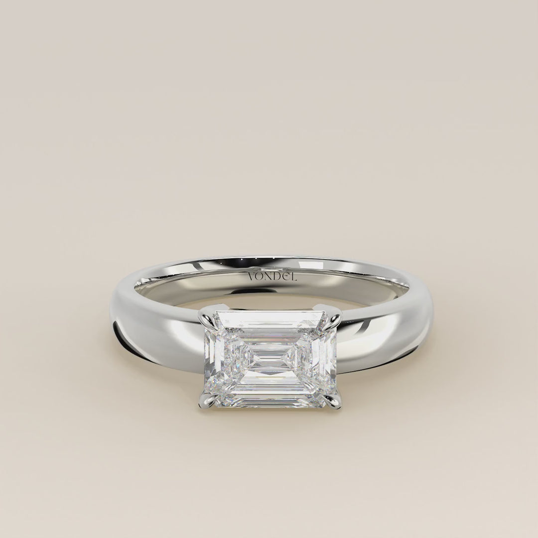 Joan - Emerald East to West Lab Grown Diamond Ring with Wide Band