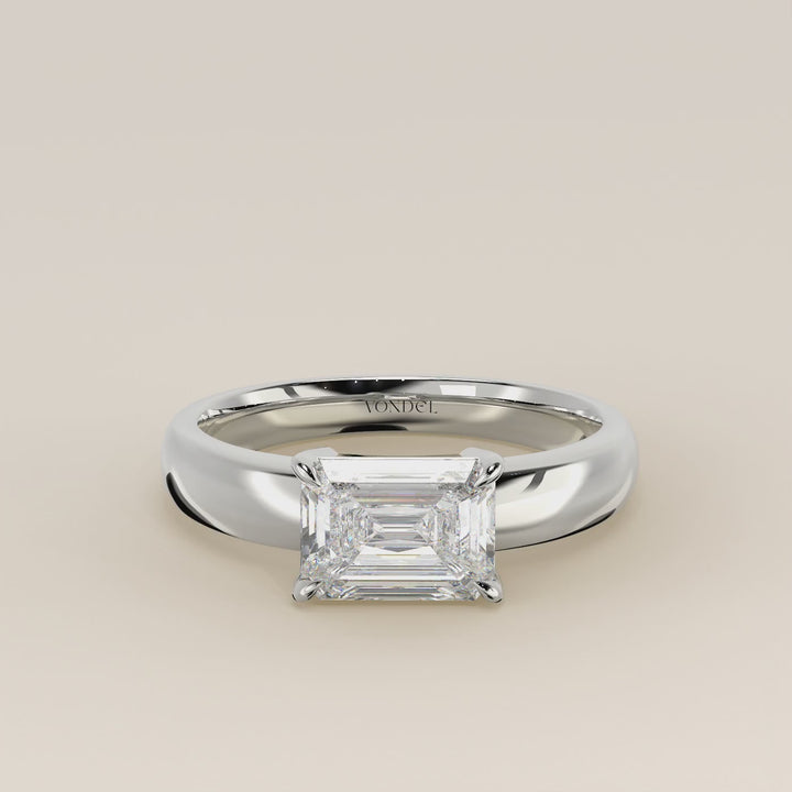 Joan - Emerald East to West Lab Grown Diamond Ring with Wide Band