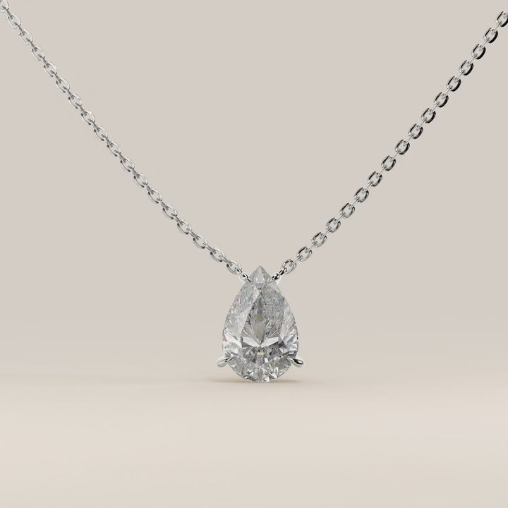 Sophie - Necklace with Double Hidden Halo Pear Pendant Lab Grown Diamond