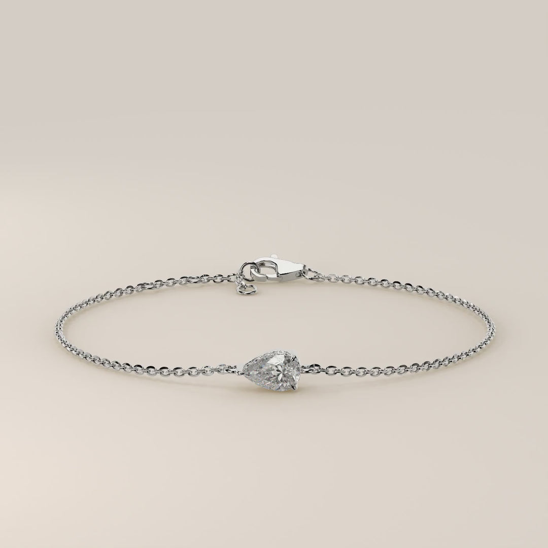 Gina - Pear East West Lab Grown Diamond Chain Bracelet with Hidden Halo