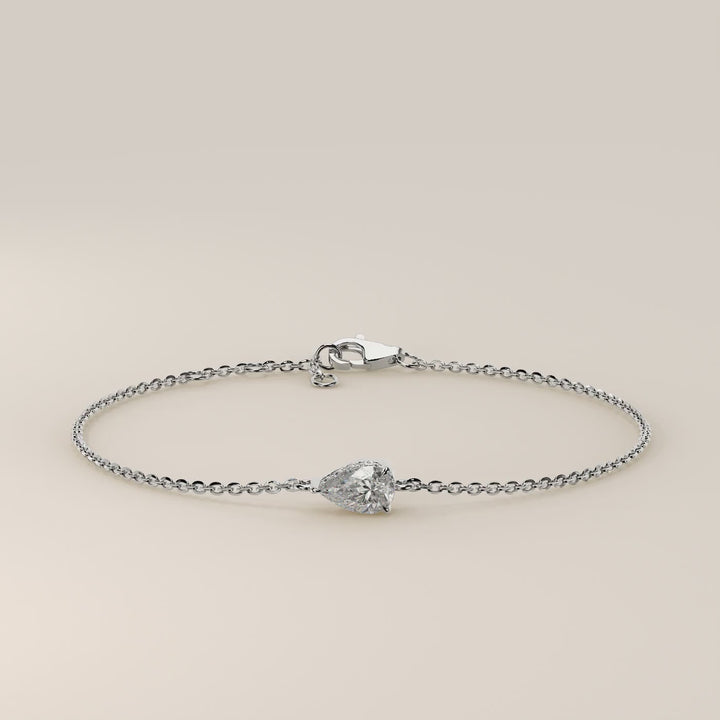 Gina - Pear East West Lab Grown Diamond Chain Bracelet with Hidden Halo