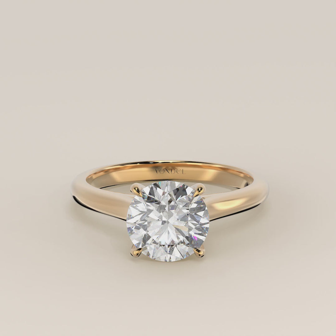 Verlovingsring rond lab grown diamant met cathedral setting, geelgoud
