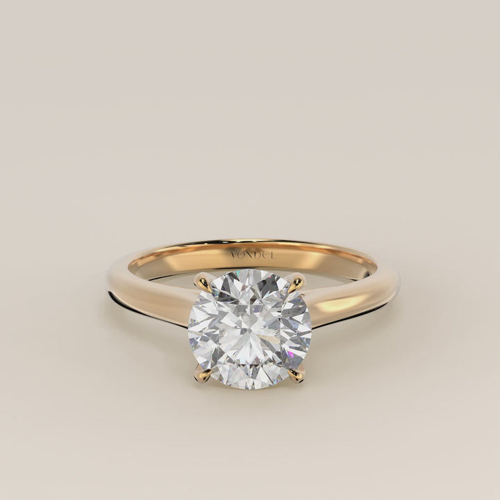 Verlovingsring rond lab grown diamant met cathedral setting, geelgoud
