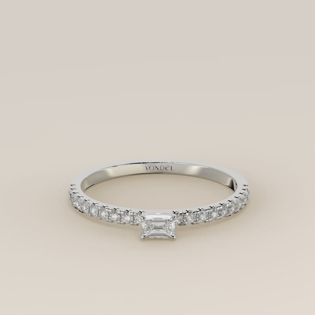 Julie - Emerald Lab Grown Diamond Ring with Pave Band