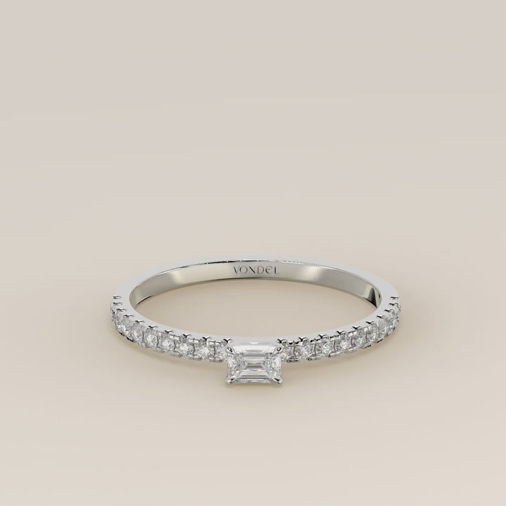 Julie - Emerald Lab Grown Diamond Ring with Pave Band