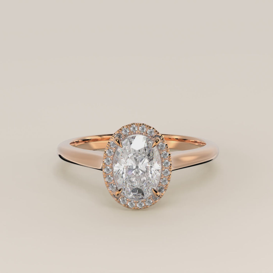 Kelsey - Oval Halo Lab Grown Diamond Ring with Cathedral and High Setting