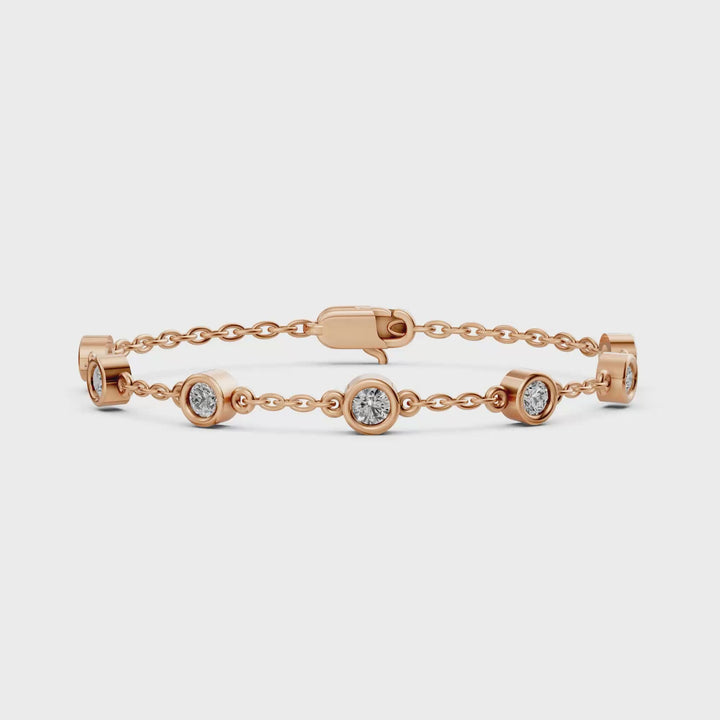 Fijne Armband met Diamantstations - 18k Geelgoud - 0,7 ct