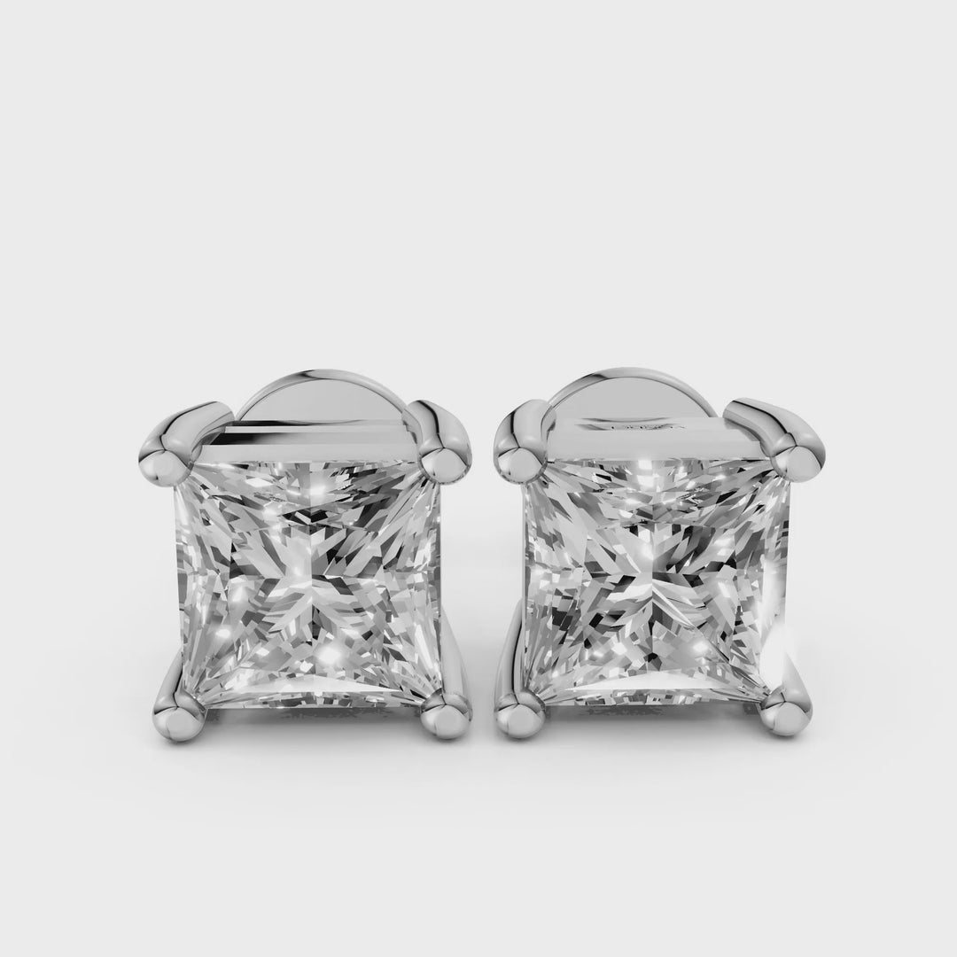 Princess Cut Diamanten Stud Oorbellen - 18K Goud - 3,2 ct