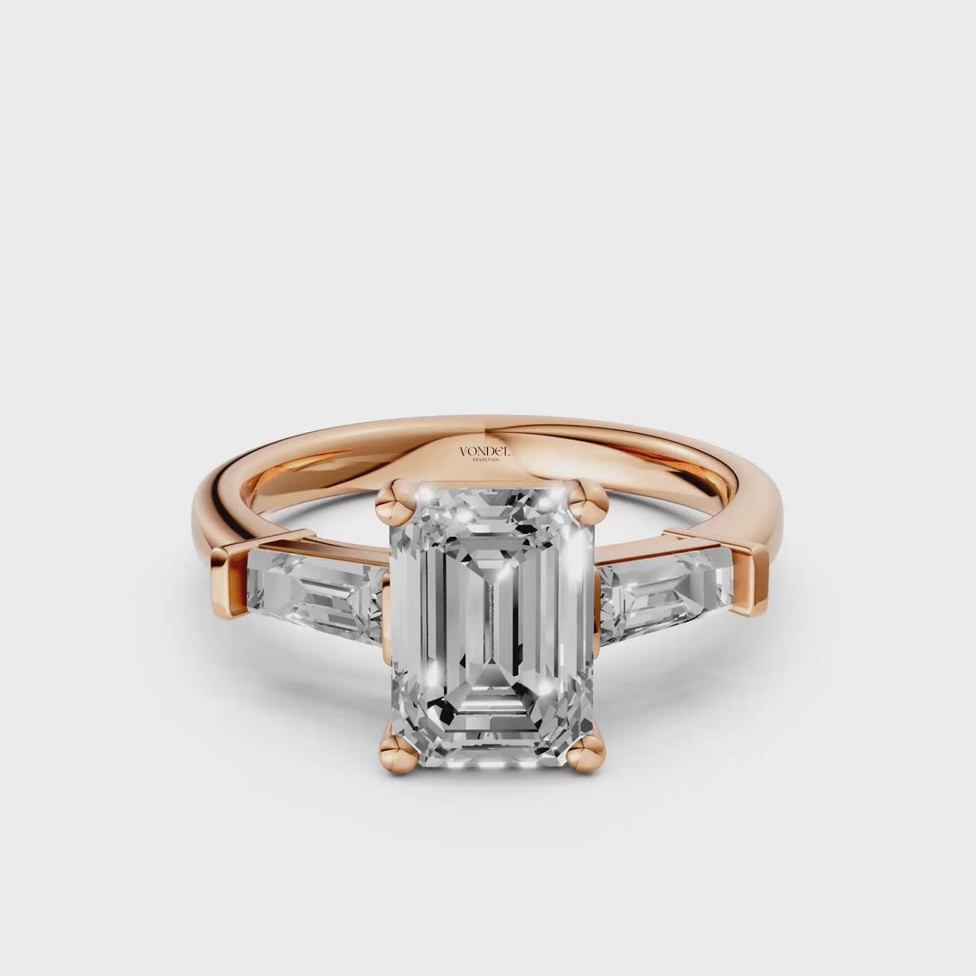 Emerald Baguette Trilogyy Ring - 2,72 ct