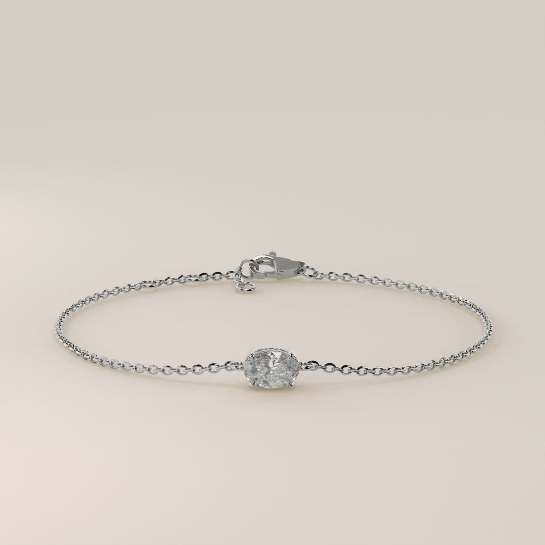 Gina - Oval East West Lab Grown Diamond Chain Bracelet with Hidden Halo