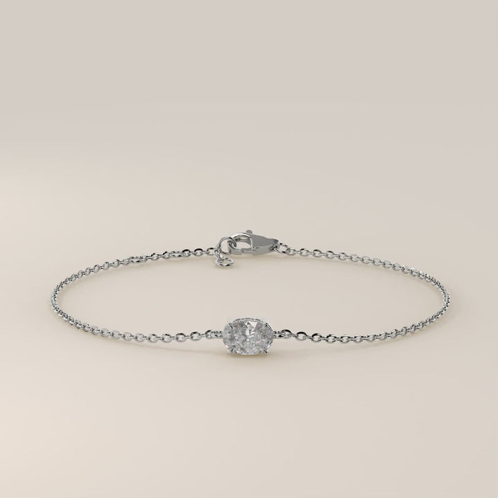 Gina - Oval East West Lab Grown Diamond Chain Bracelet with Hidden Halo