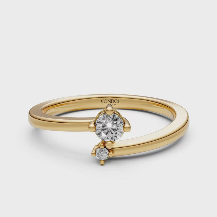 Pinkring Wrap 2 Diamanten - 18K Goud - 0,1 ct