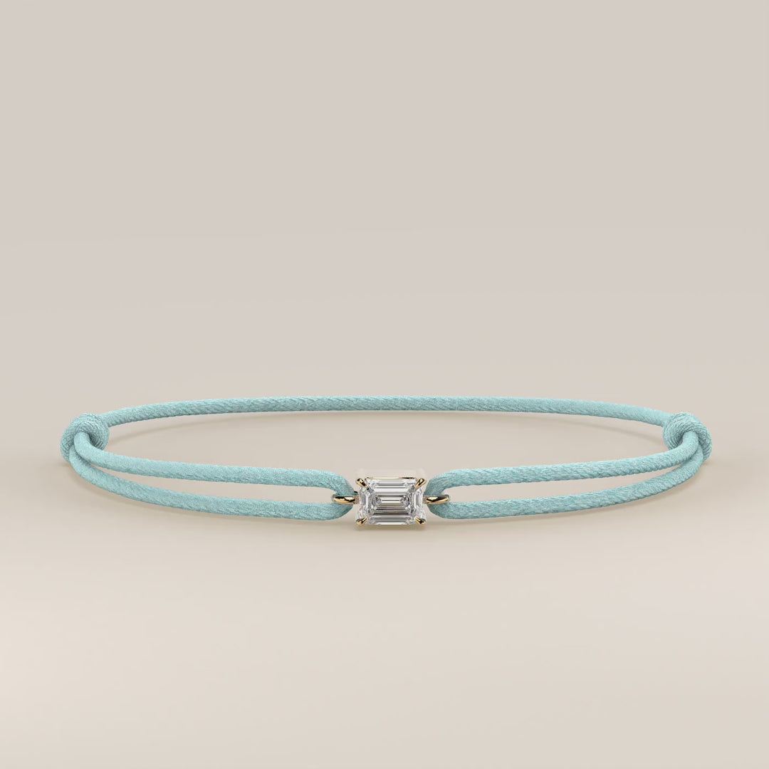 Nora - Emerald Lab Grown Diamond Pendant Bracelet with Satin Cord