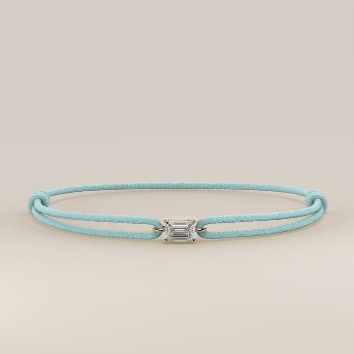 Nora - Emerald Lab Grown Diamond Pendant Bracelet with Satin Cord