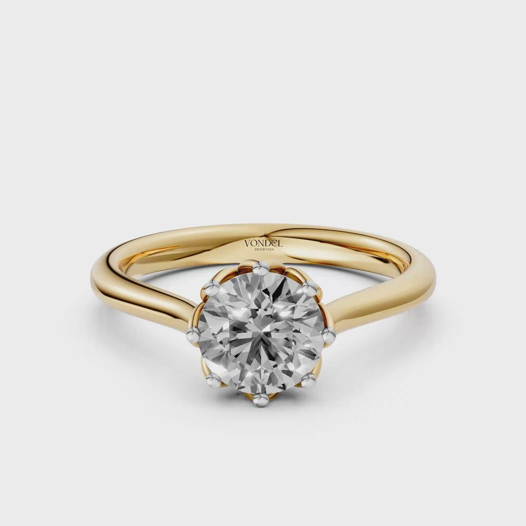 Rond Briljant Solitair Ring met achtpootzetting - 18K Geelgoud - 0,79 ct