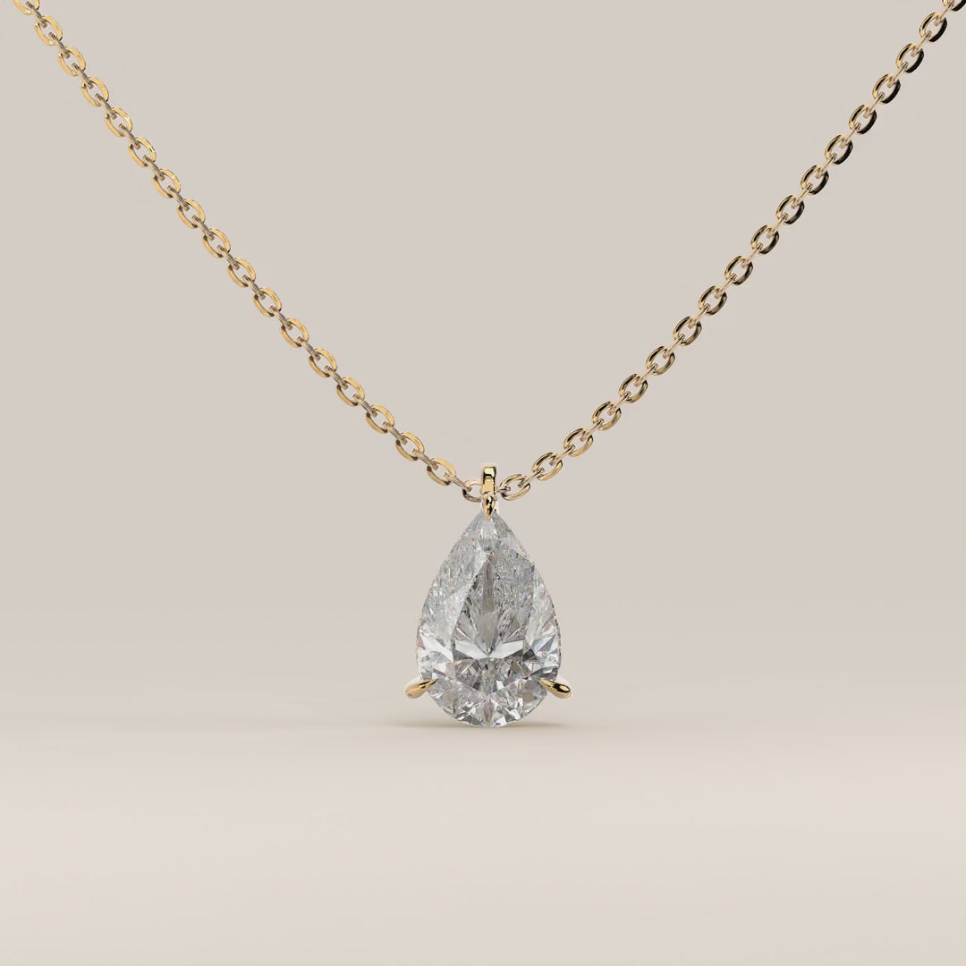 Sophie - Pear Lab Grown Diamond Necklace with Double Hidden Halo