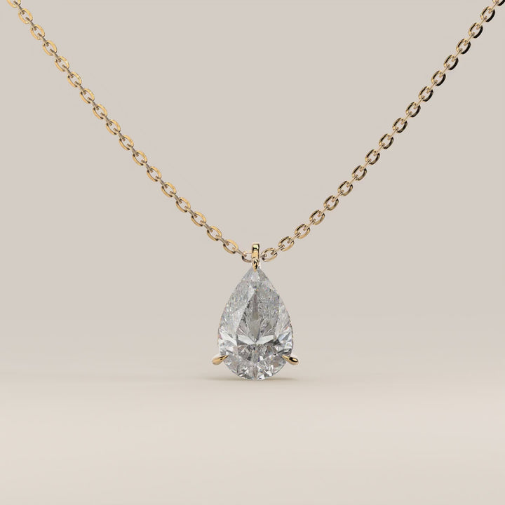 Sophie - Pear Lab Grown Diamond Necklace with Double Hidden Halo