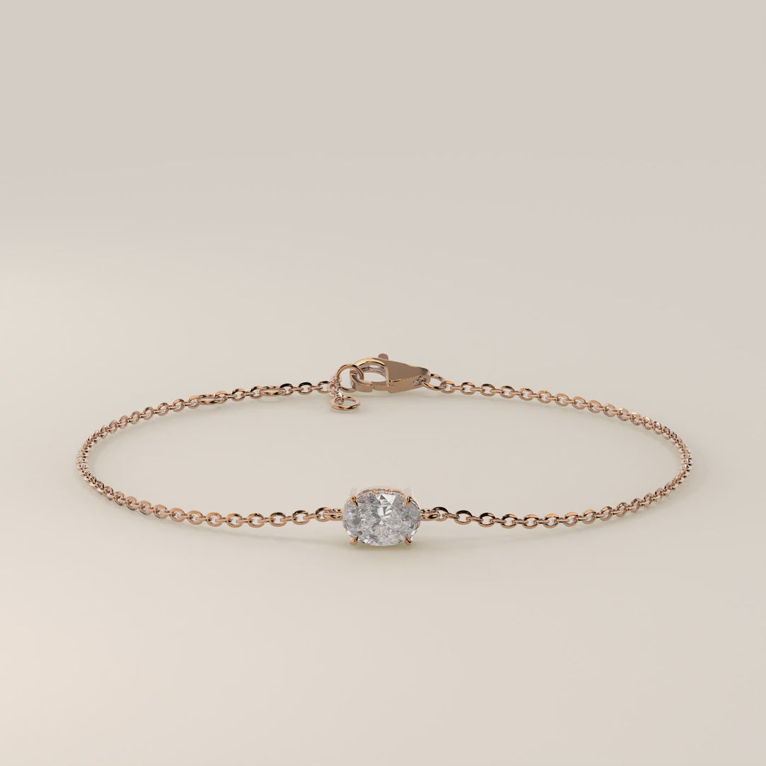 Gina - Oval East West Lab Grown Diamond Chain Bracelet with Hidden Halo