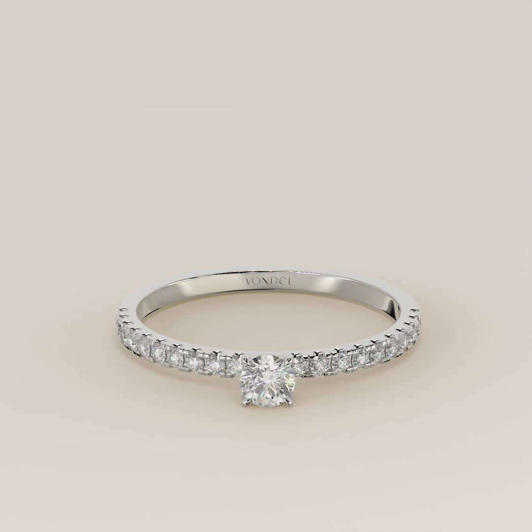 Julie - Round Lab Grown Diamond Ring with Pave Band