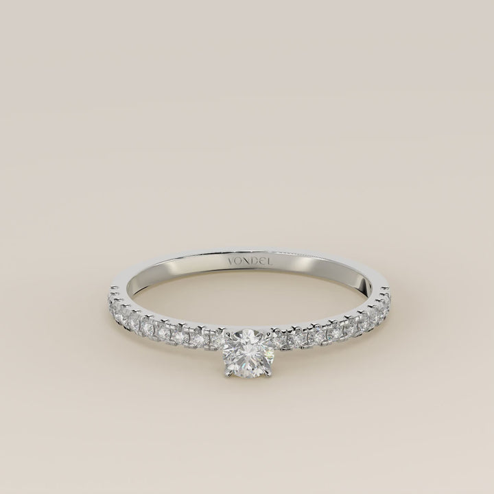 Julie - Round Lab Grown Diamond Ring with Pave Band