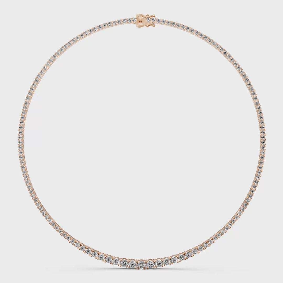 Diamanten Tennis Collier met verloop in diamantgrootte - 18K Goud